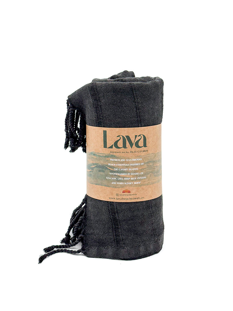 TURKISH BEACH TOWEL -  volcanic black